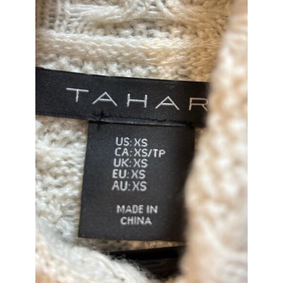 Tahari cableknit ivory wool blend turtleneck sweater women’s Xs - Picture 3 of 9